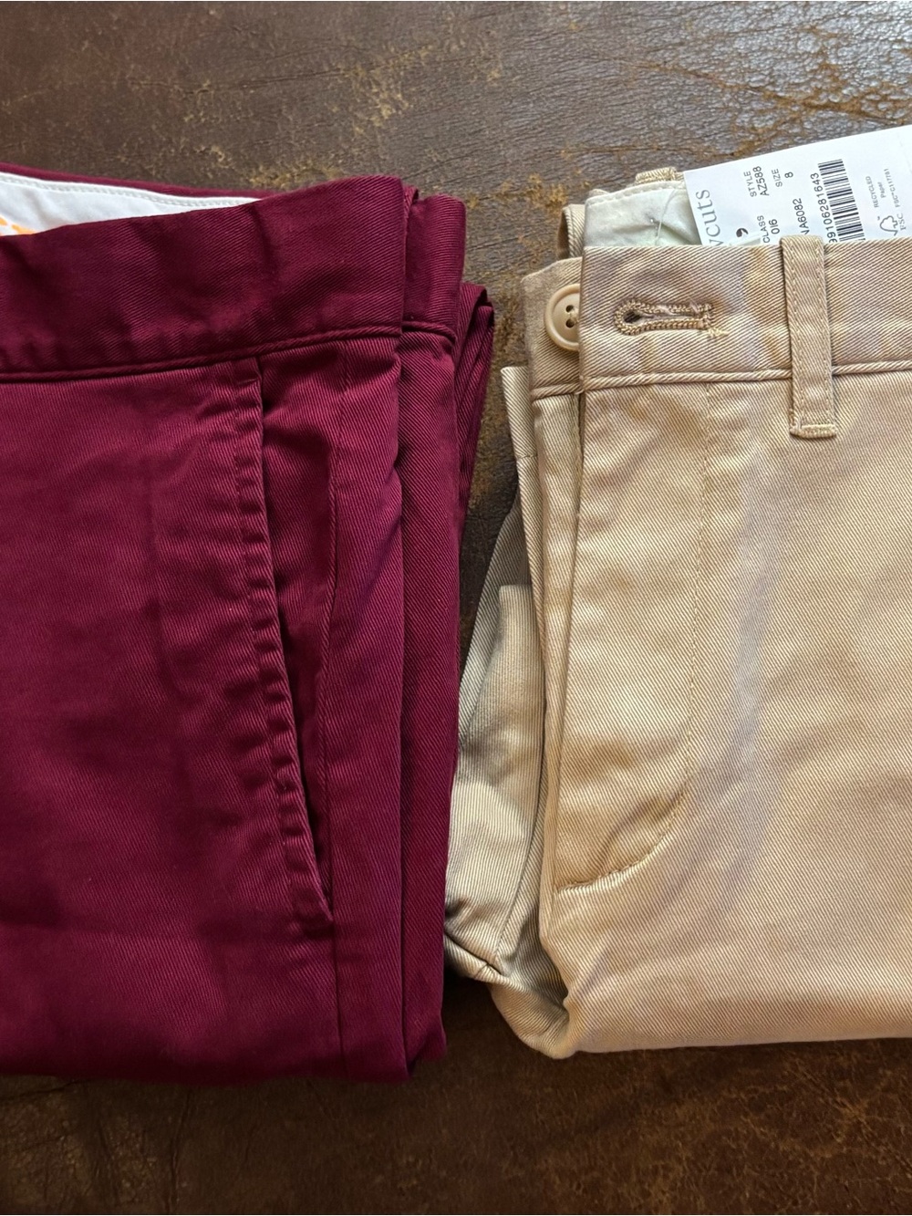 Crewcuts Kids Chino Pants in Burgundy and Khaki lot of 2 Size 8 and Size 10